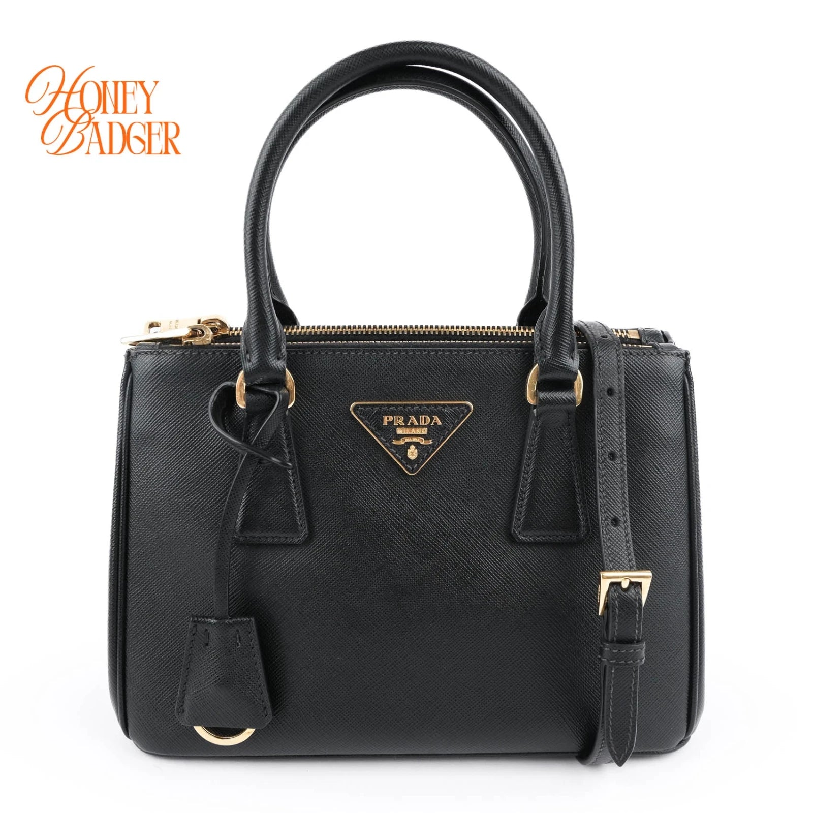 PRADA サフィアーノ　ガレリア　スモール　ブラック　ショルダーバッグ プラダ ガレリア スモール サフィアーノレザー 2WAYバッグ ブラック