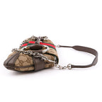 Gucci Horsebit Chain Large Shoulder Bag in GG Canvas & Leather - Beige