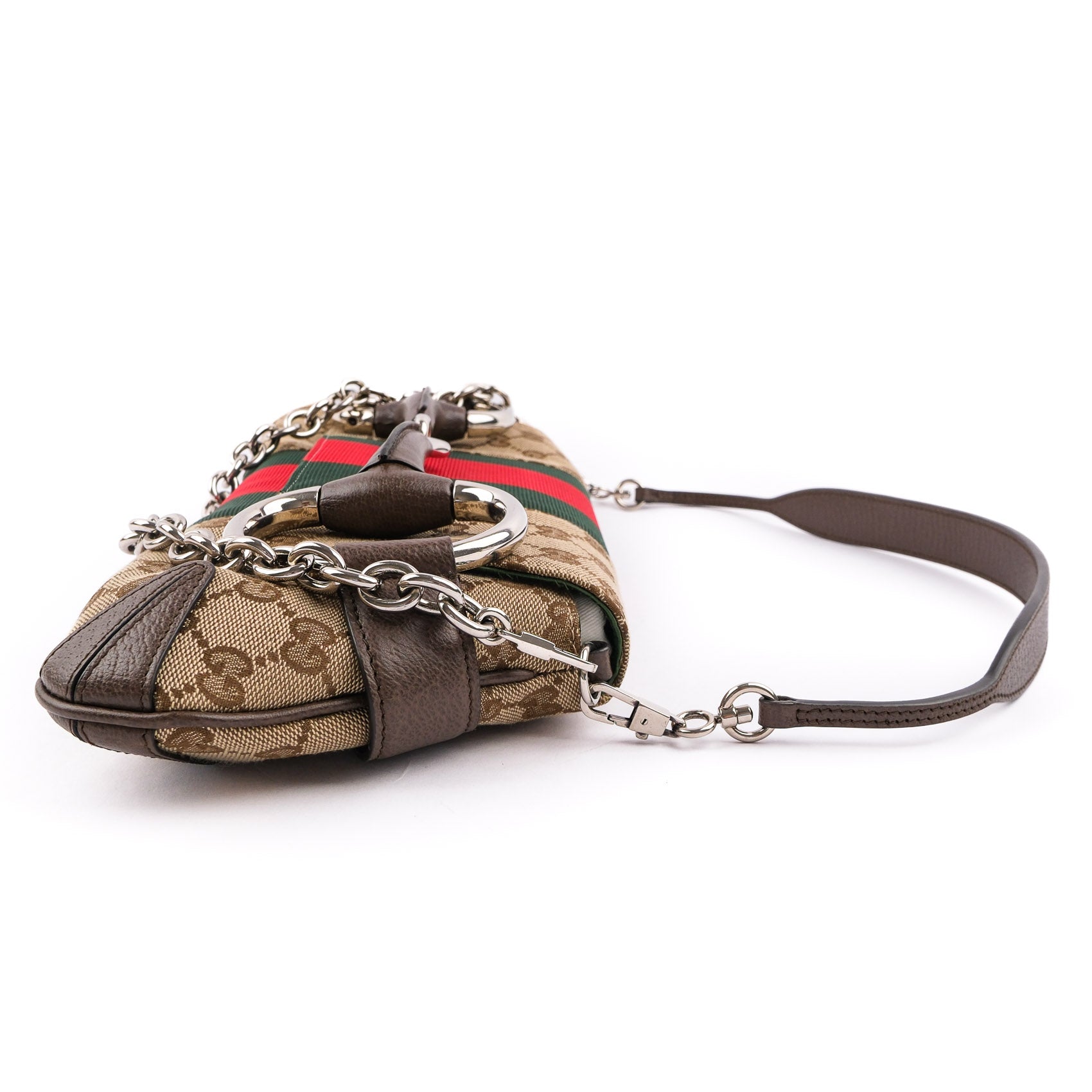 Gucci Horsebit Chain Medium Shoulder Bag in GG Canvas & Leather - Beige