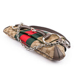 Gucci Horsebit Chain Large Shoulder Bag in GG Canvas & Leather - Beige