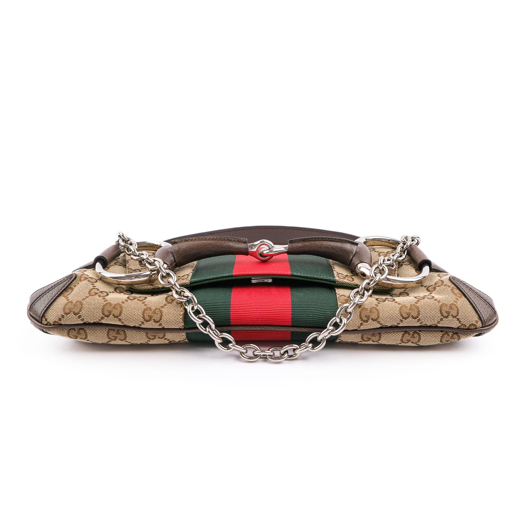 Gucci Horsebit Chain Medium Shoulder Bag in GG Canvas & Leather - Beige