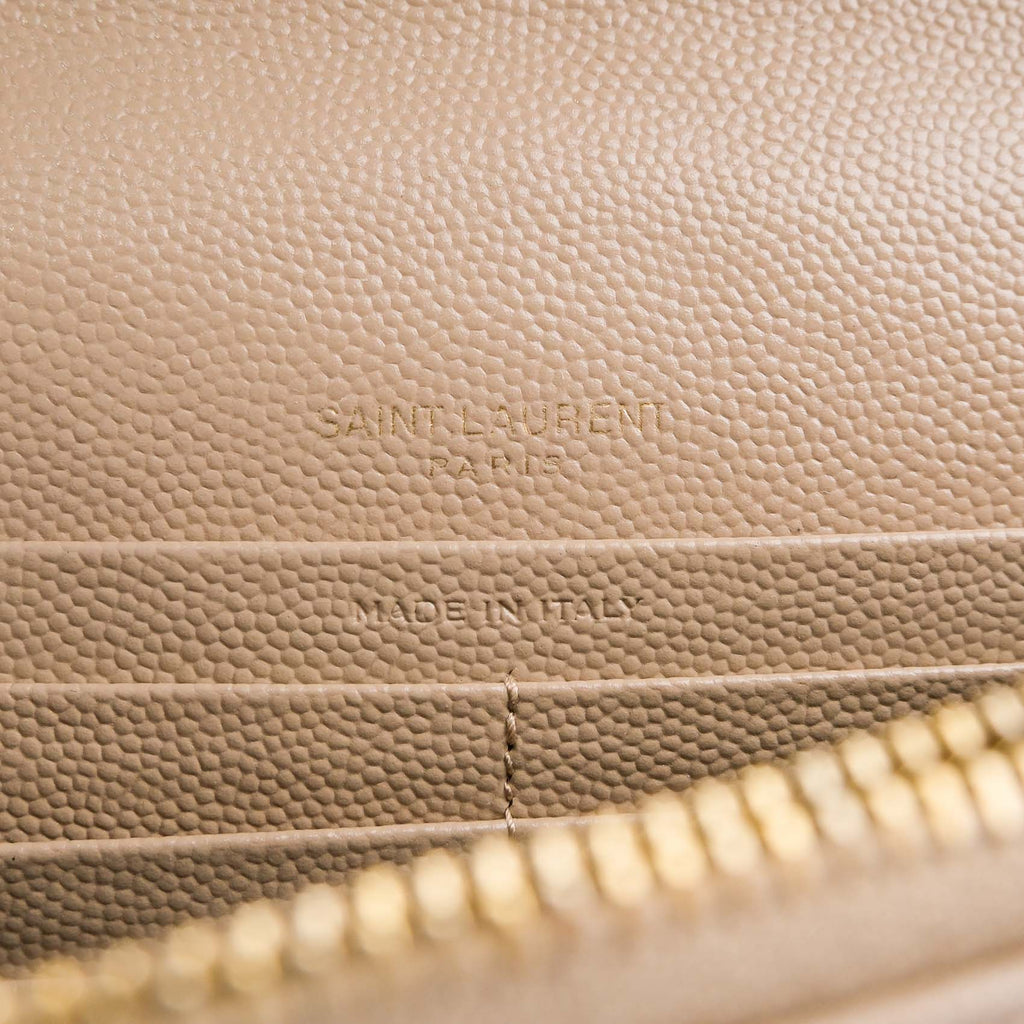 Saint Laurent Paris Monogram Envelope Shoulder Bag 354120 Chevron Leather Beige Gold Hardware