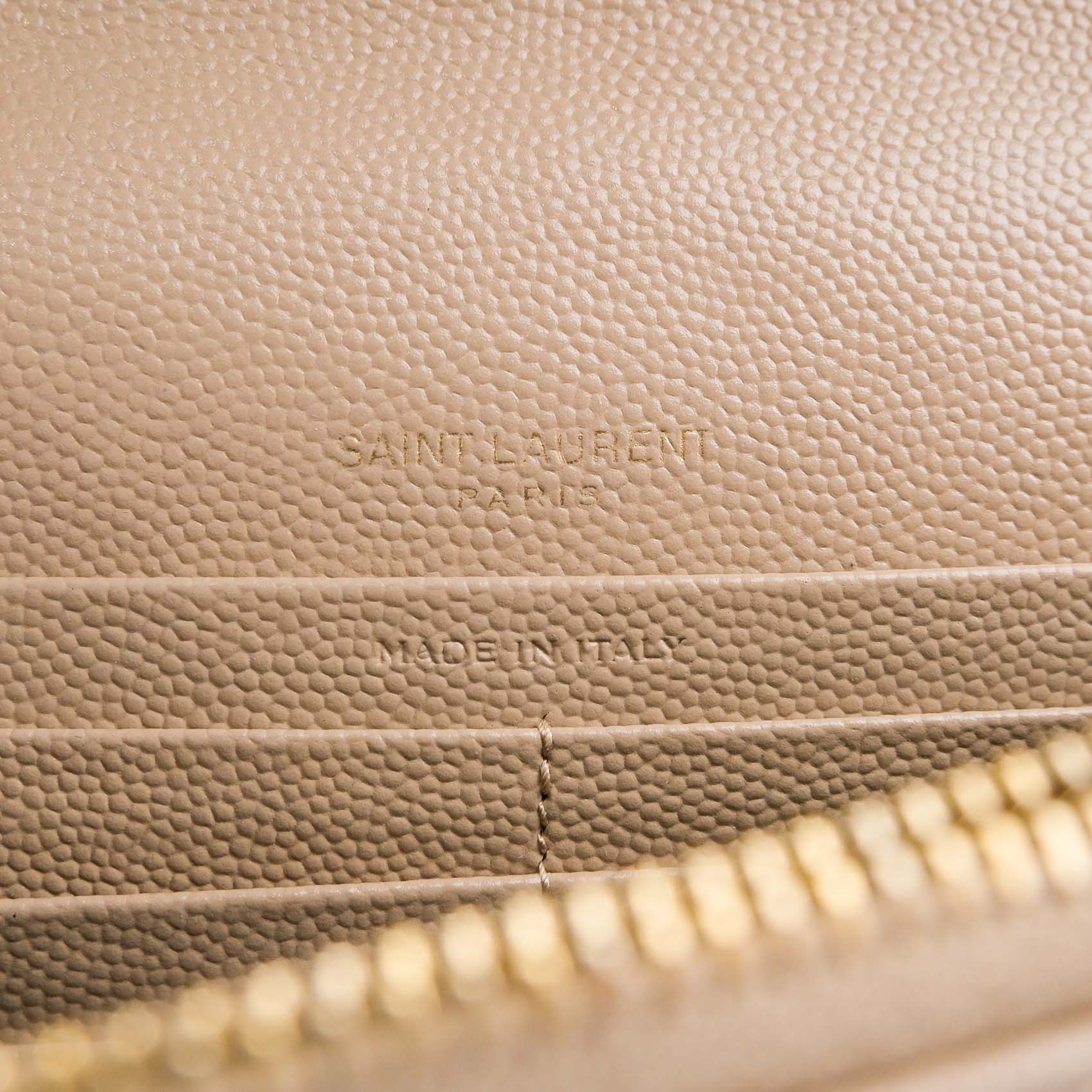 Saint Laurent Paris Monogram Envelope Shoulder Bag 354120 Chevron Leather Beige Gold Hardware