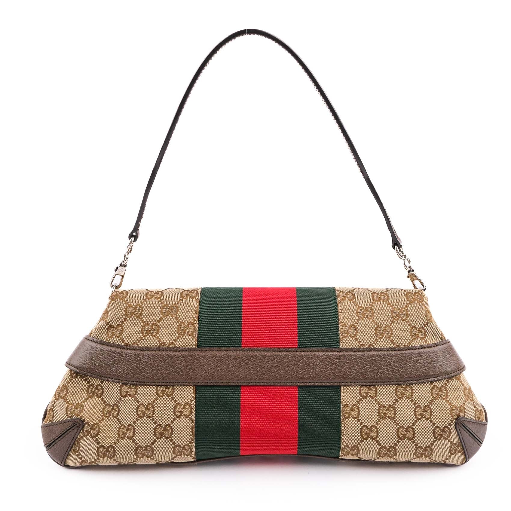 Gucci Horsebit Chain Medium Shoulder Bag in GG Canvas & Leather - Beige
