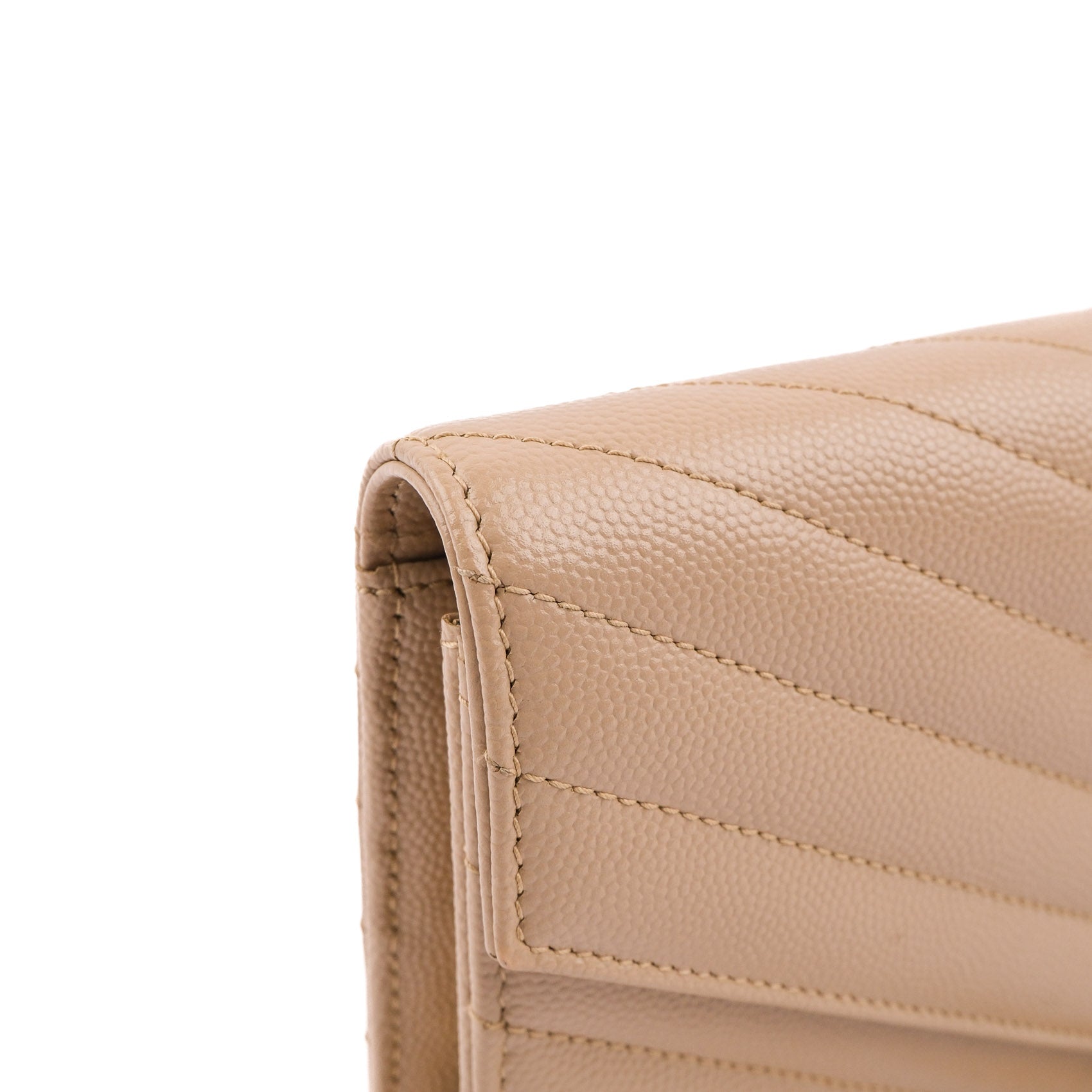 Saint Laurent Paris Monogram Envelope Shoulder Bag 354120 Chevron Leather Beige Gold Hardware
