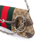 Gucci Horsebit Chain Large Shoulder Bag in GG Canvas & Leather - Beige