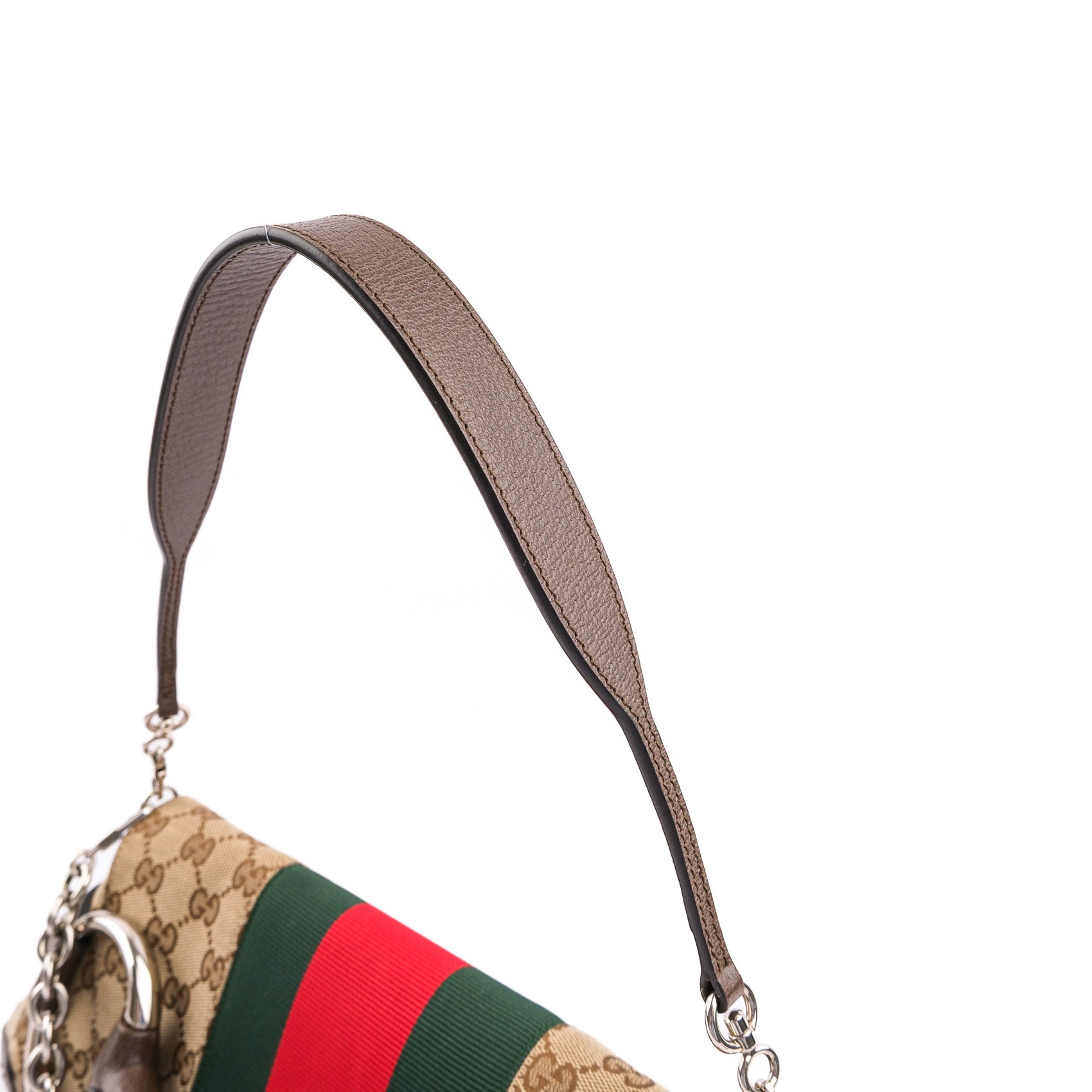 Gucci Horsebit Chain Medium Shoulder Bag in GG Canvas & Leather - Beige