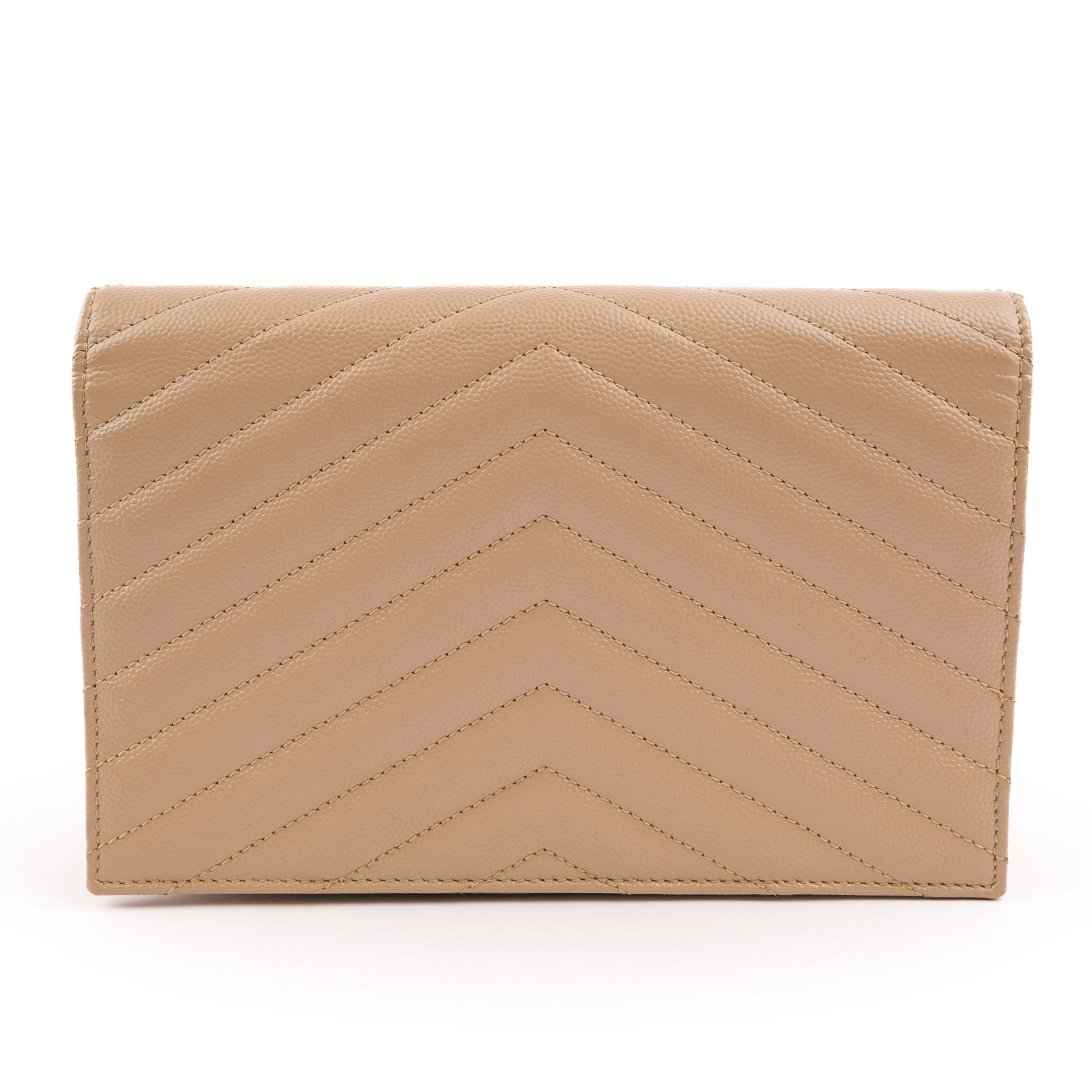 Saint Laurent Paris Monogram Envelope Shoulder Bag 354120 Chevron Leather Beige Gold Hardware