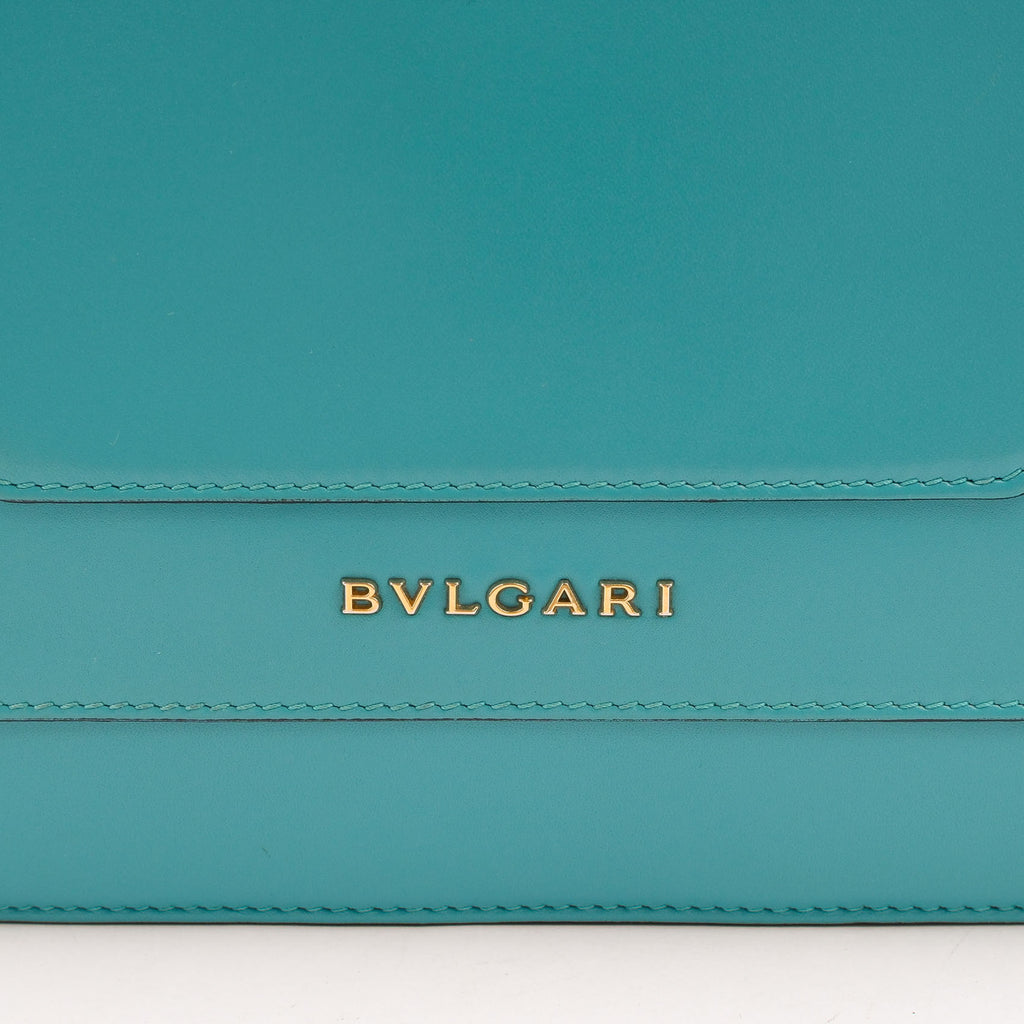 Bvlgari Serpenti Forever Large Chain Shoulder Bag Smooth Leather Teal Blue Gold Hardware