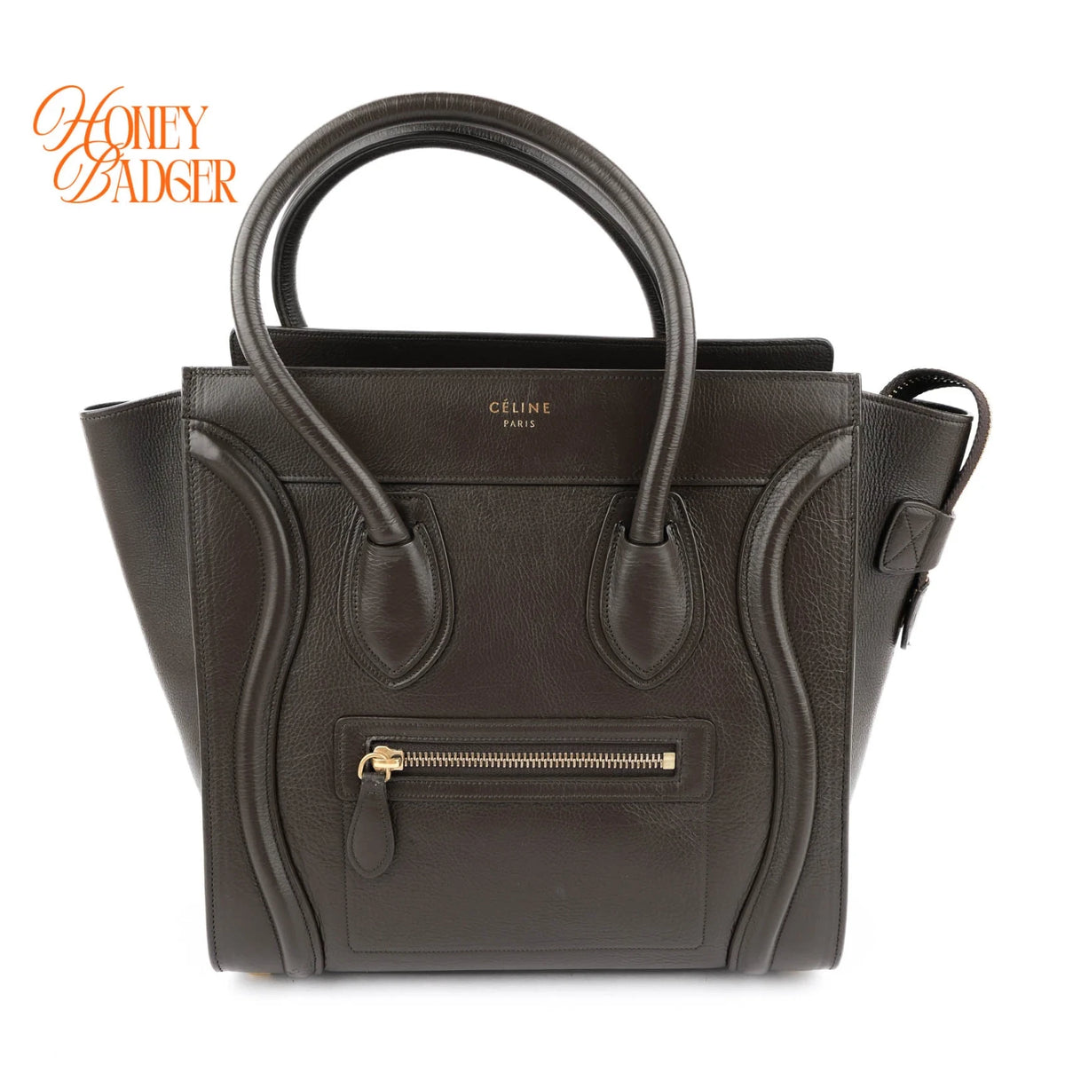 Celine Luggage Medium Grained Calfskin Brown Rank A