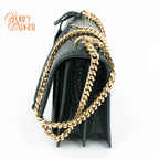 Saint Laurent Sunset Medium Croc-Embossed Leather Green Gold Hardware Rank A