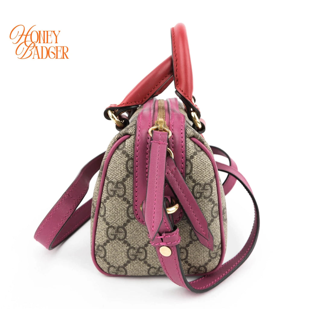 Gucci GG Supreme Mini 2Way Shoulder Bag Beige Red Gold Hardware Rank AB