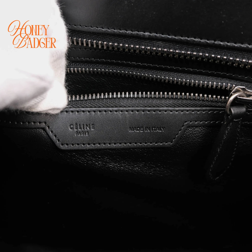 Celine Luggage Micro Tweed Black Green Rank A