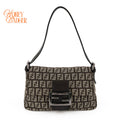 Fendi Zucchino Canvas Baguette Pouch - Discontinued Dark Gunmetal Edition