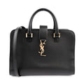 Saint Laurent Paris Monogram Baby Cabas 2-Way Handbag Smooth Leather Black Gold Hardware