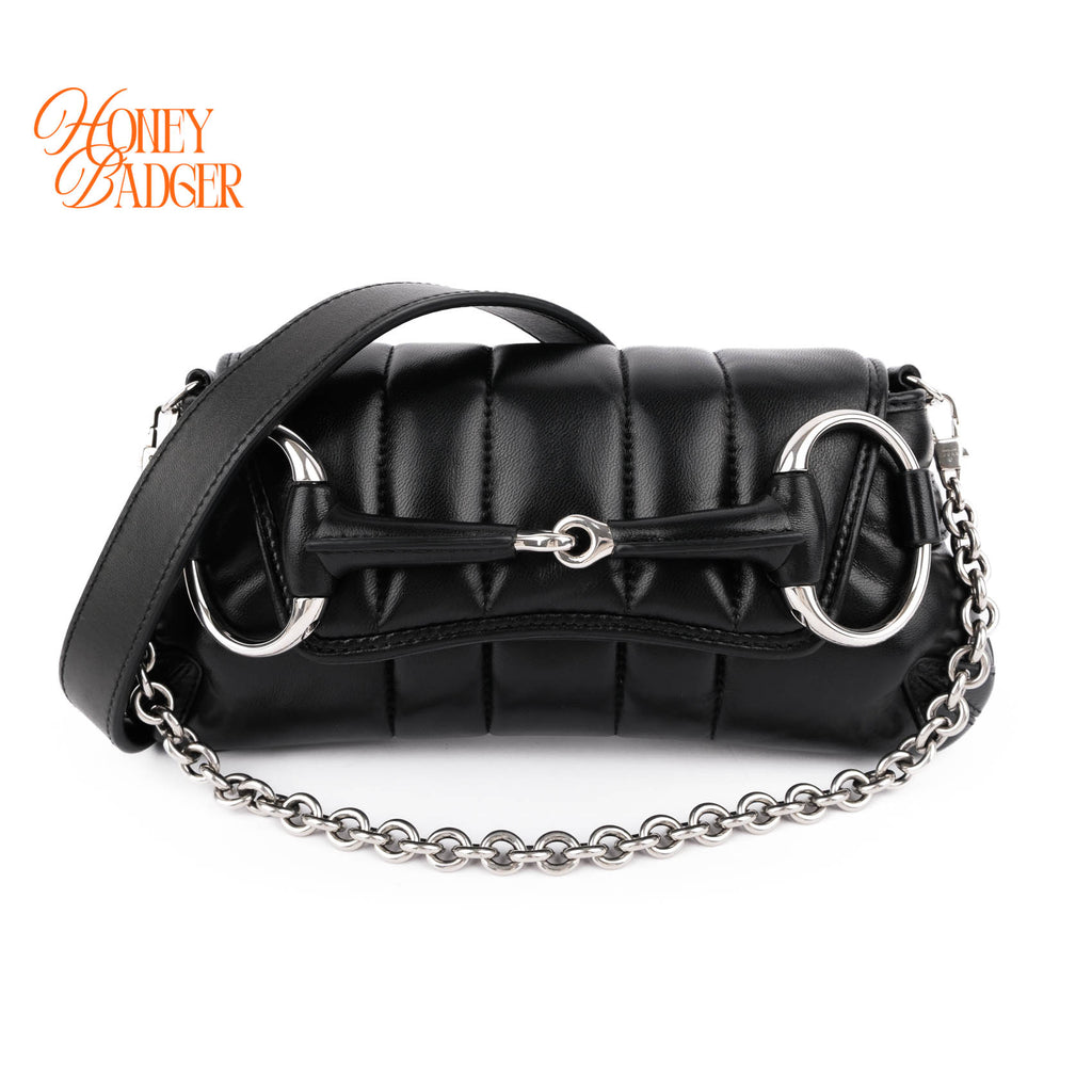 Gucci Small Horsebit Chain Shoulder Bag Black