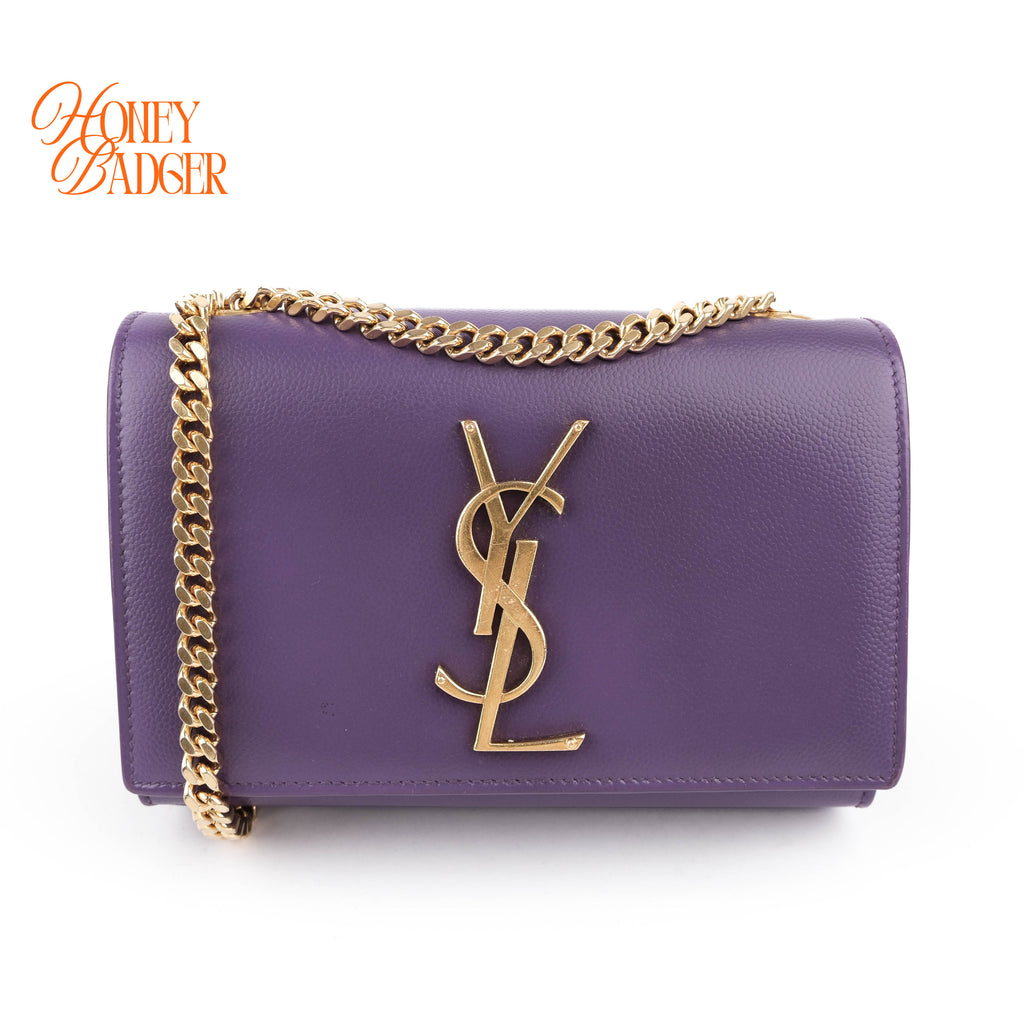 Saint Laurent Small Kate Purple Grained Leather