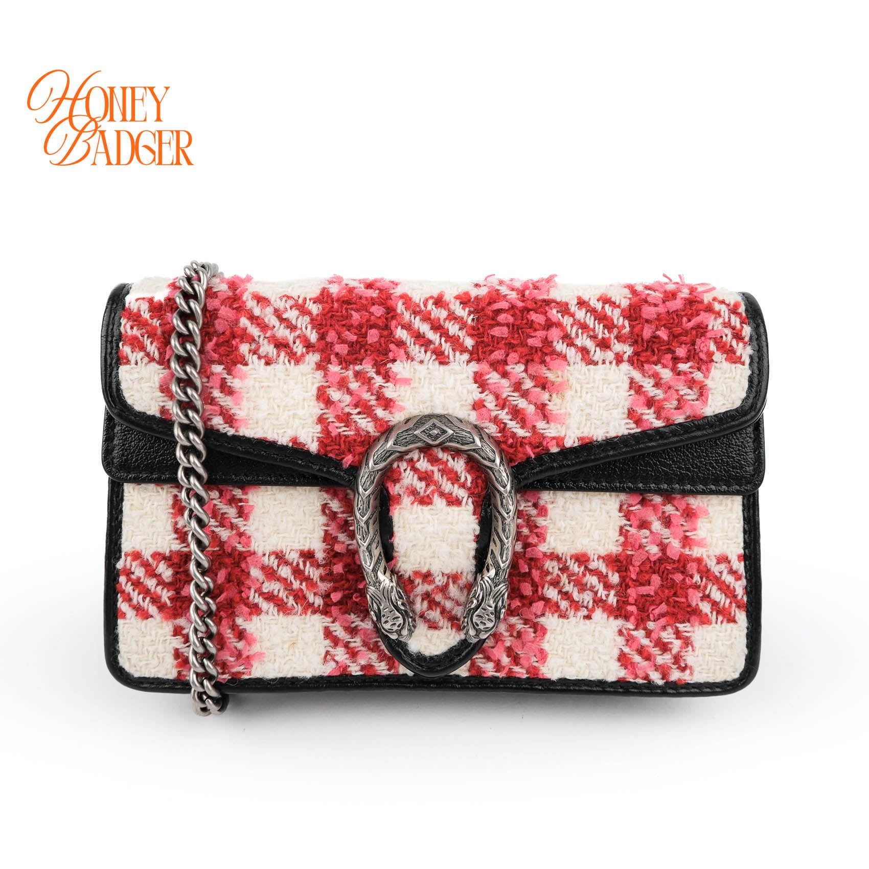 Gucci Dionysus Super Mini Tweed Bag - Red & White Check