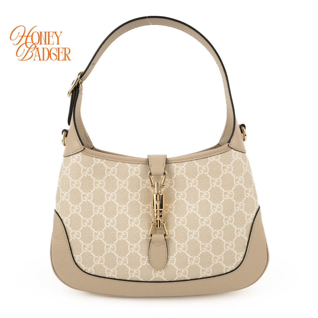 Gucci Jackie 1961 Medium GG Canvas Beige Ivory Gold Hardware Rank S