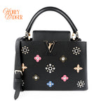 Louis Vuitton Capucines PM M54311 Black Taurillon Leather Monogram Flower Studs 2-Way Handbag RFID