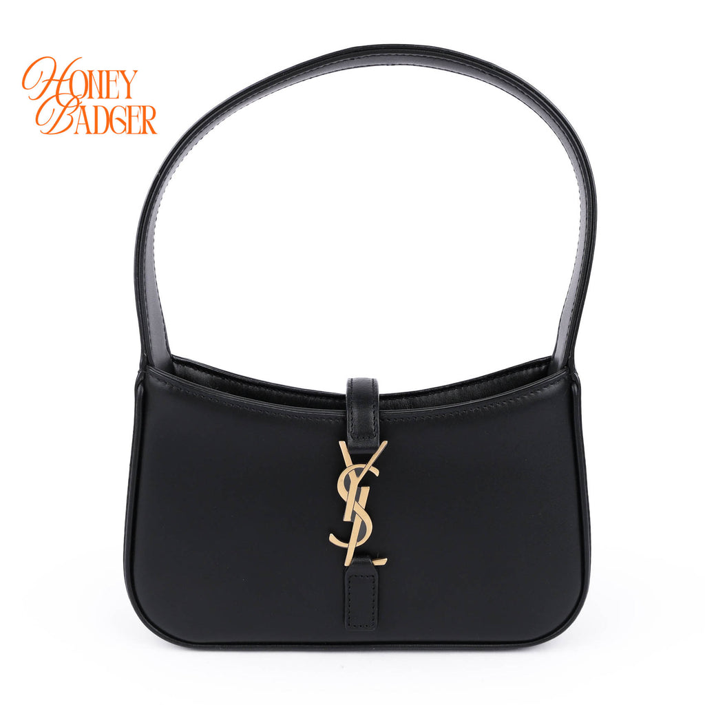 Saint Laurent Le 5 à 7 Small Hobo Bag Smooth Leather Black Gold Hardware 710318