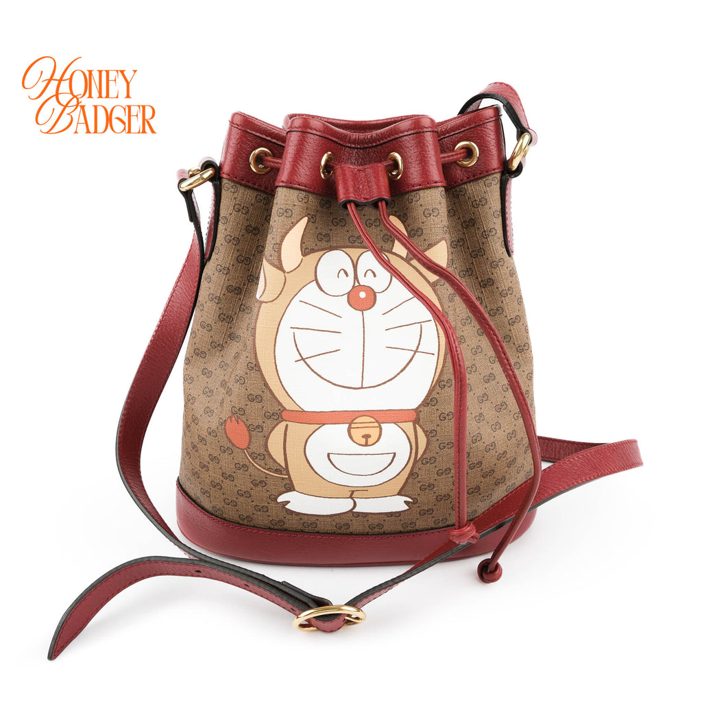 Gucci x Doraemon Limited Edition Mini Bucket Bag GG Supreme Canvas Red 647801