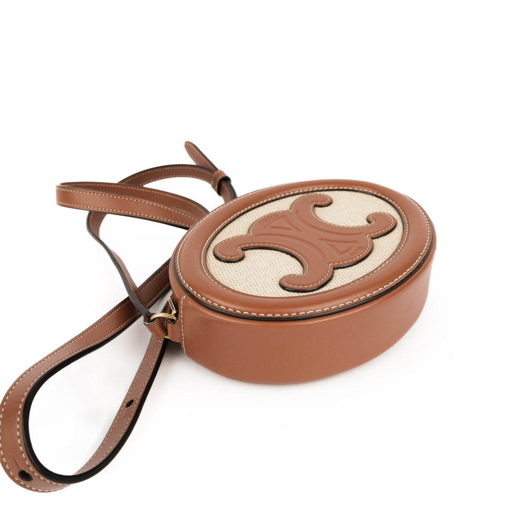 Celine Crossbody Oval Purse Cuir Triomphe in Textile and Calfskin