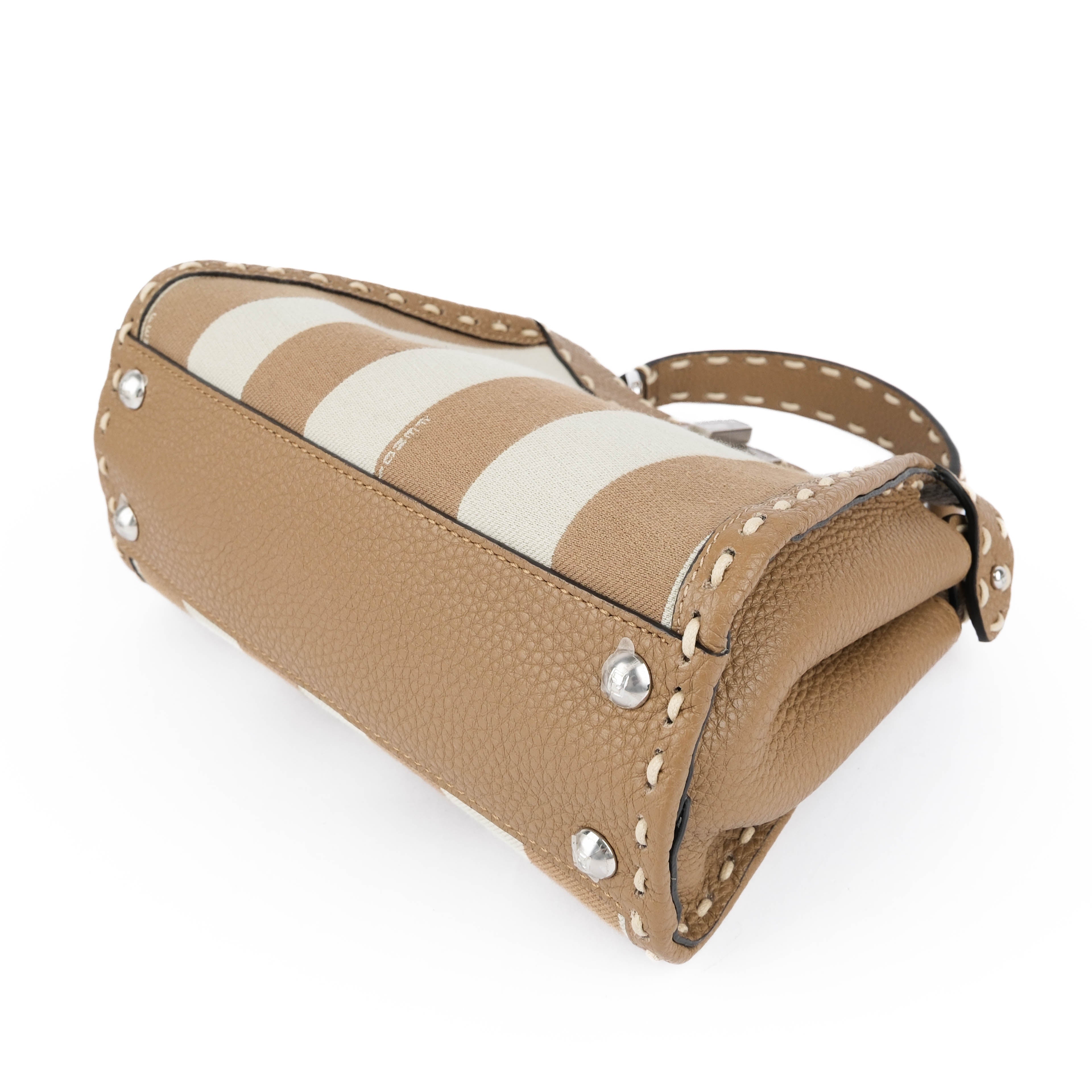 Fendi Mini Peekaboo Selleria Brown Leather and Canvas Bag