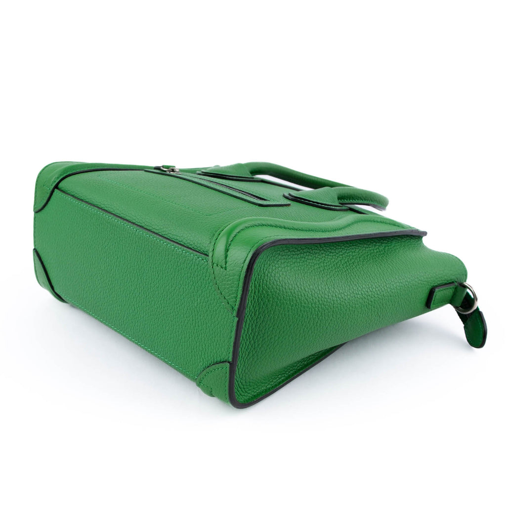 Celine Nano Luggage Bag - Green Drummed Calfskin (Phoebe Philo Era)