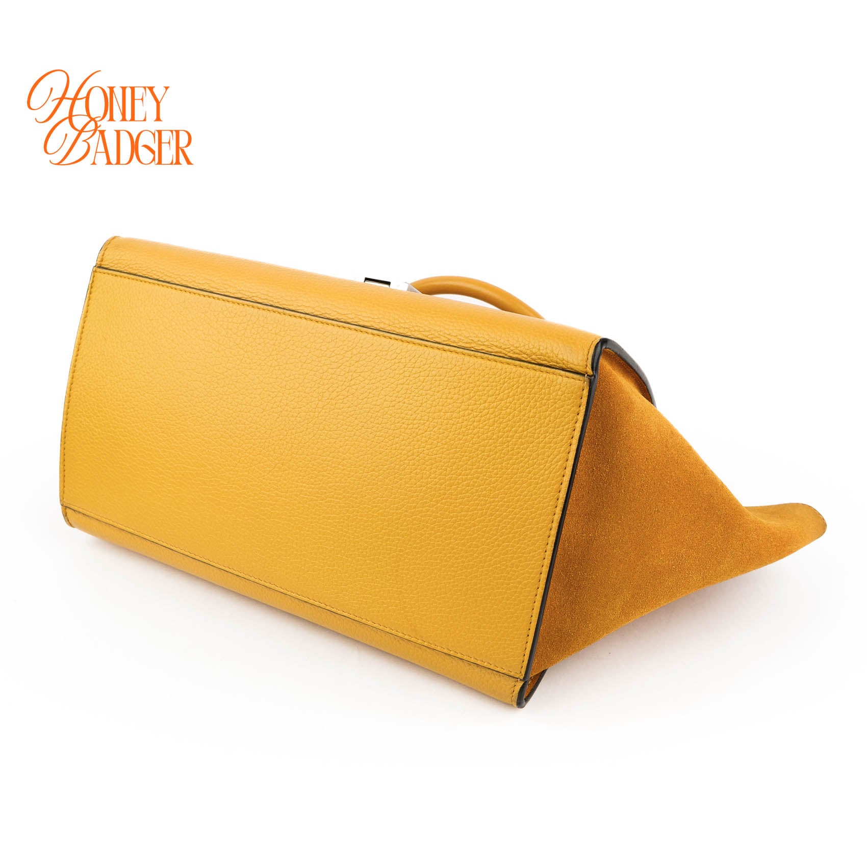 Celine Trapeze Medium 2WAY Handbag | Yellow Suede & Calfskin