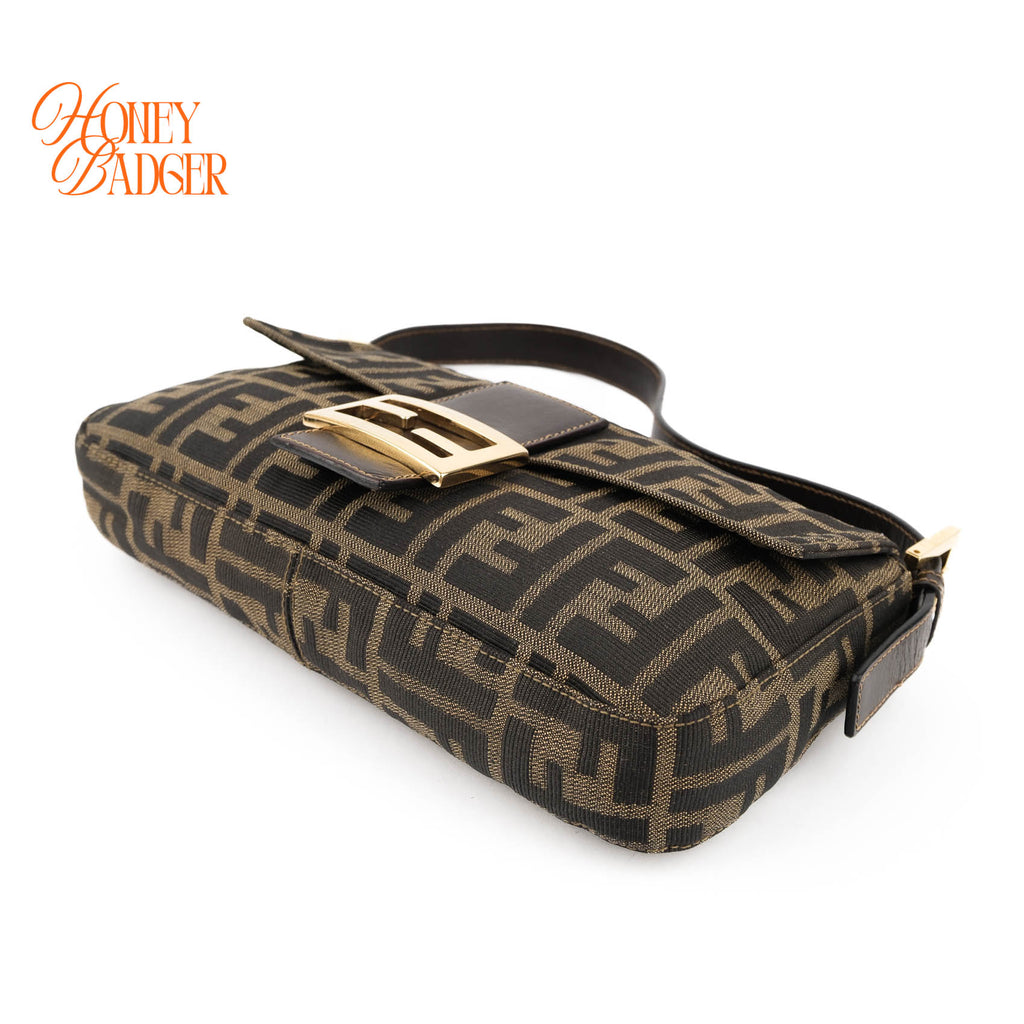 Fendi Vintage Zucca Canvas Baguette Bag - Gold Hardware