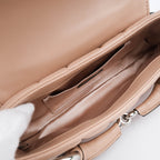 Gucci Horsebit 1955 Small Chain Shoulder Bag Quilted Leather Beige Silver Hardware