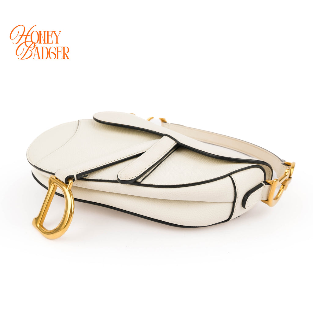 Dior Handbag 2WAY Shoulder Bag White Saddle Small Calfskin
