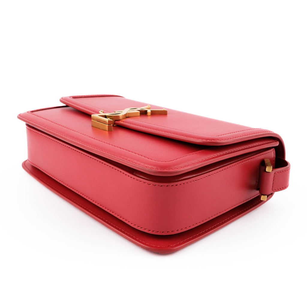 Saint Laurent Paris Solferino Small Shoulder Bag 634305 Smooth Leather Red Gold Hardware