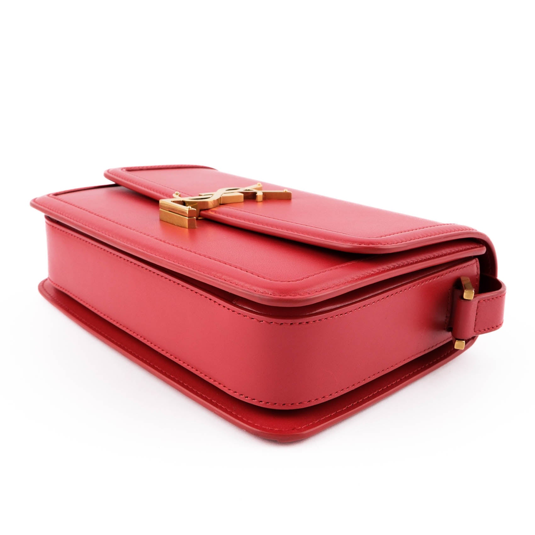 Saint Laurent Paris Solferino Small Shoulder Bag 634305 Smooth Leather Red Gold Hardware