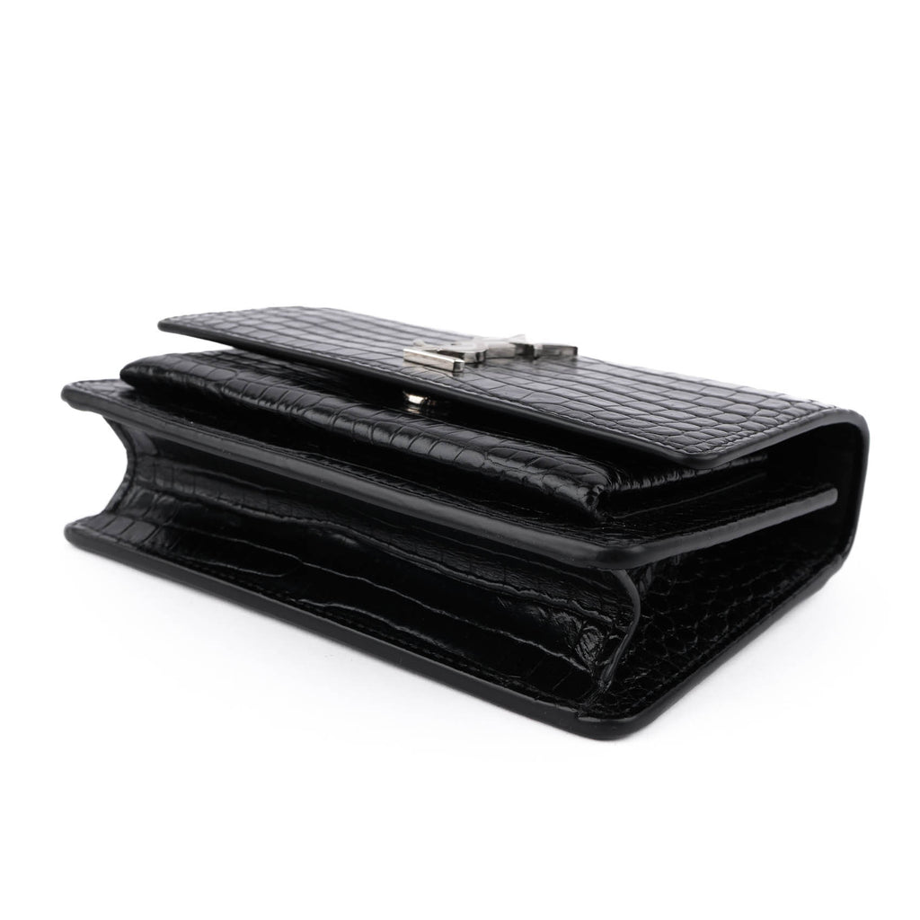 Saint Laurent Sunset Medium in Crocodile-Embossed Leather