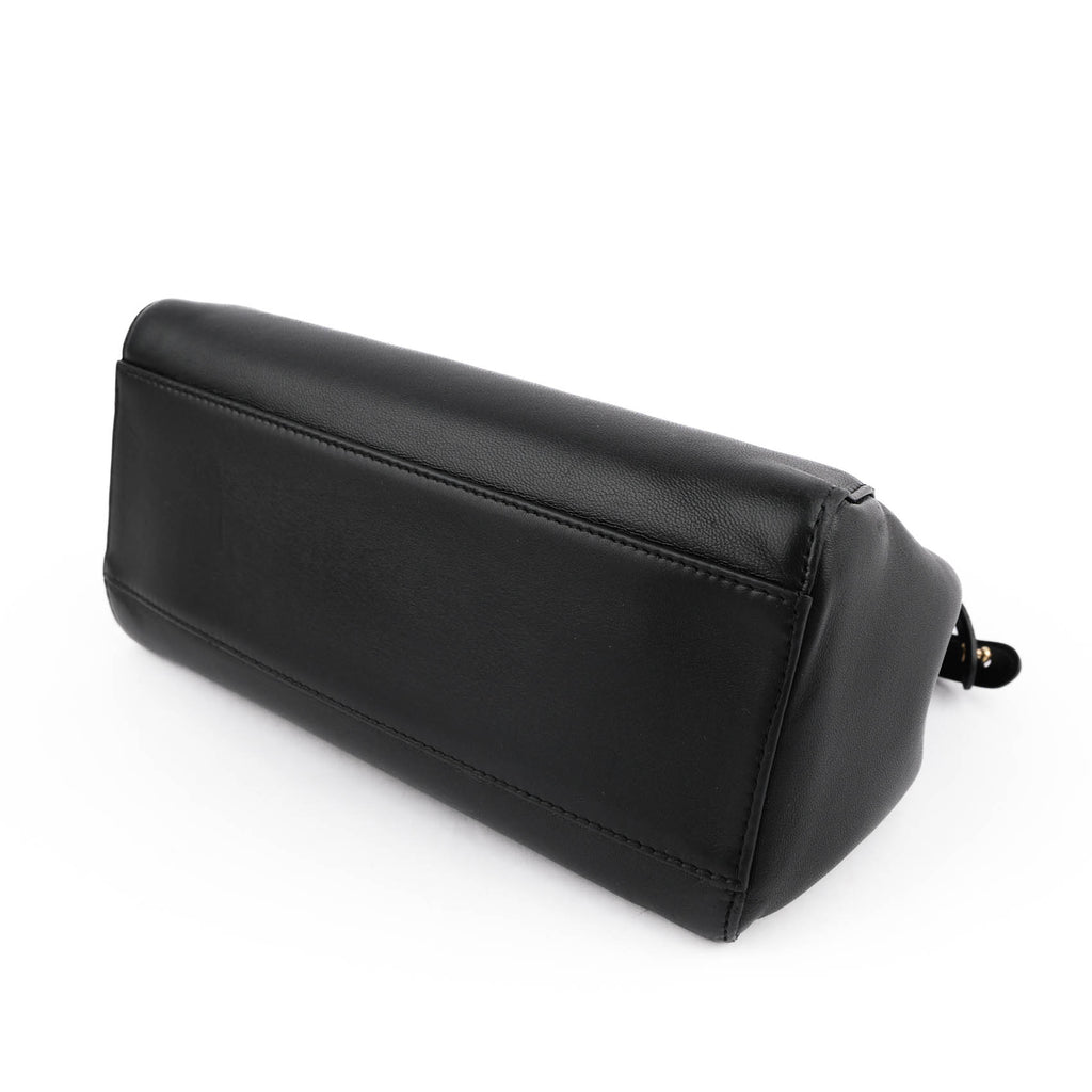 Fendi Peekaboo Mini 2Way Handbag Black Smooth Leather Gold Hardware