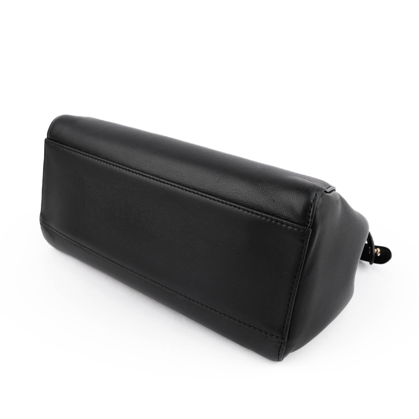 Fendi Peekaboo Mini 2Way Handbag Black Smooth Leather Gold Hardware