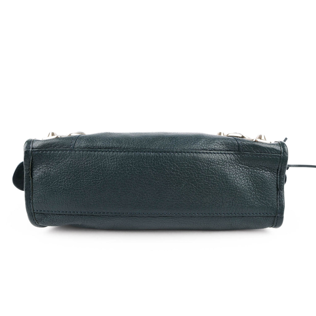 Balenciaga Classic Metallic Edge Mini City Leather 2-Way Handbag Green