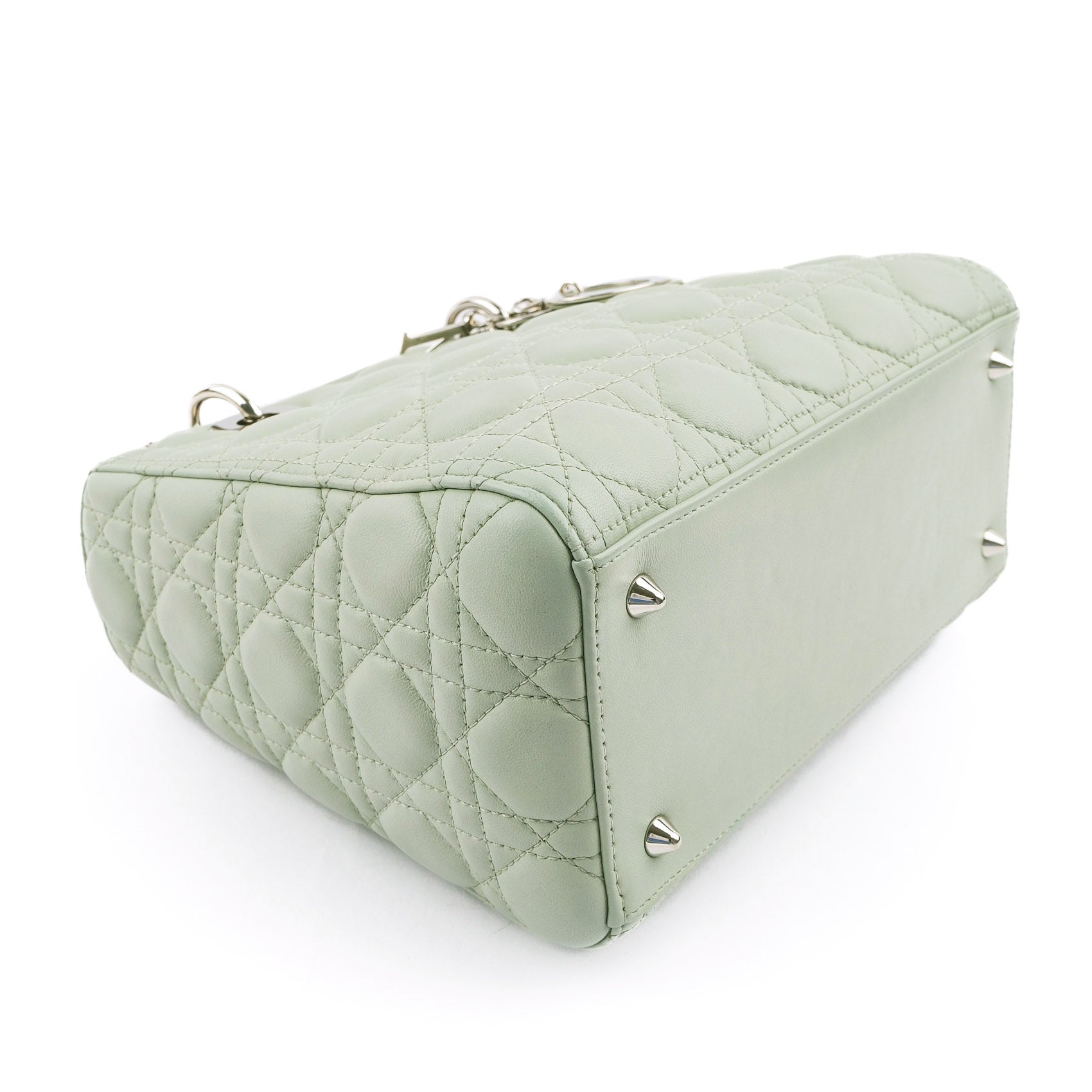 Christian Dior Lady Dior Medium Bag Cannage Lambskin Light Green Leather