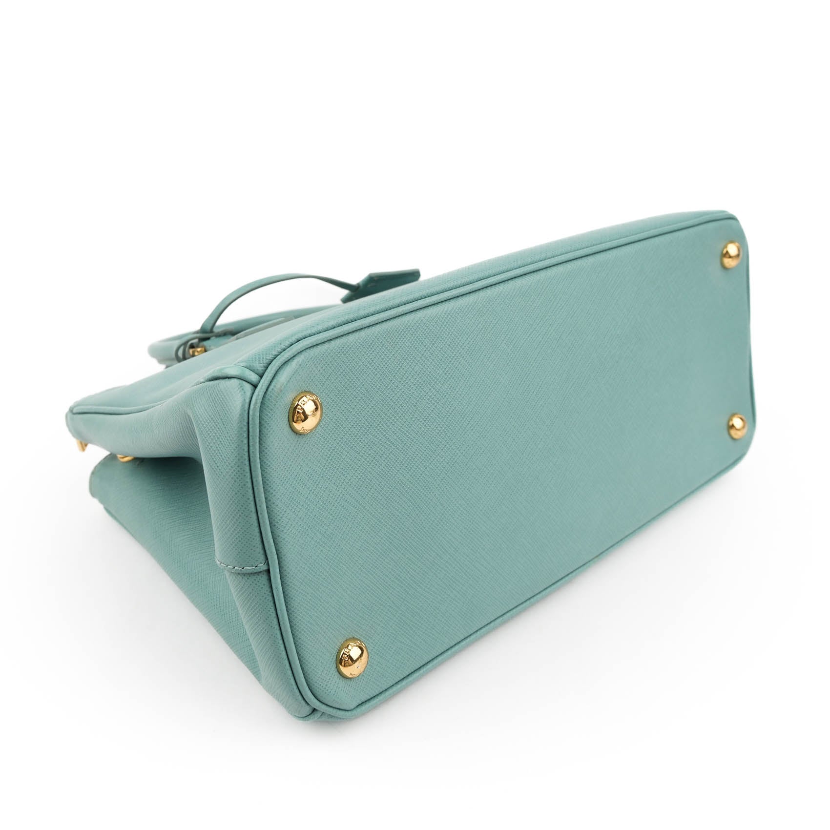 Prada Galleria Medium Saffiano Leather 2-Way Handbag Light Blue Gold Hardware