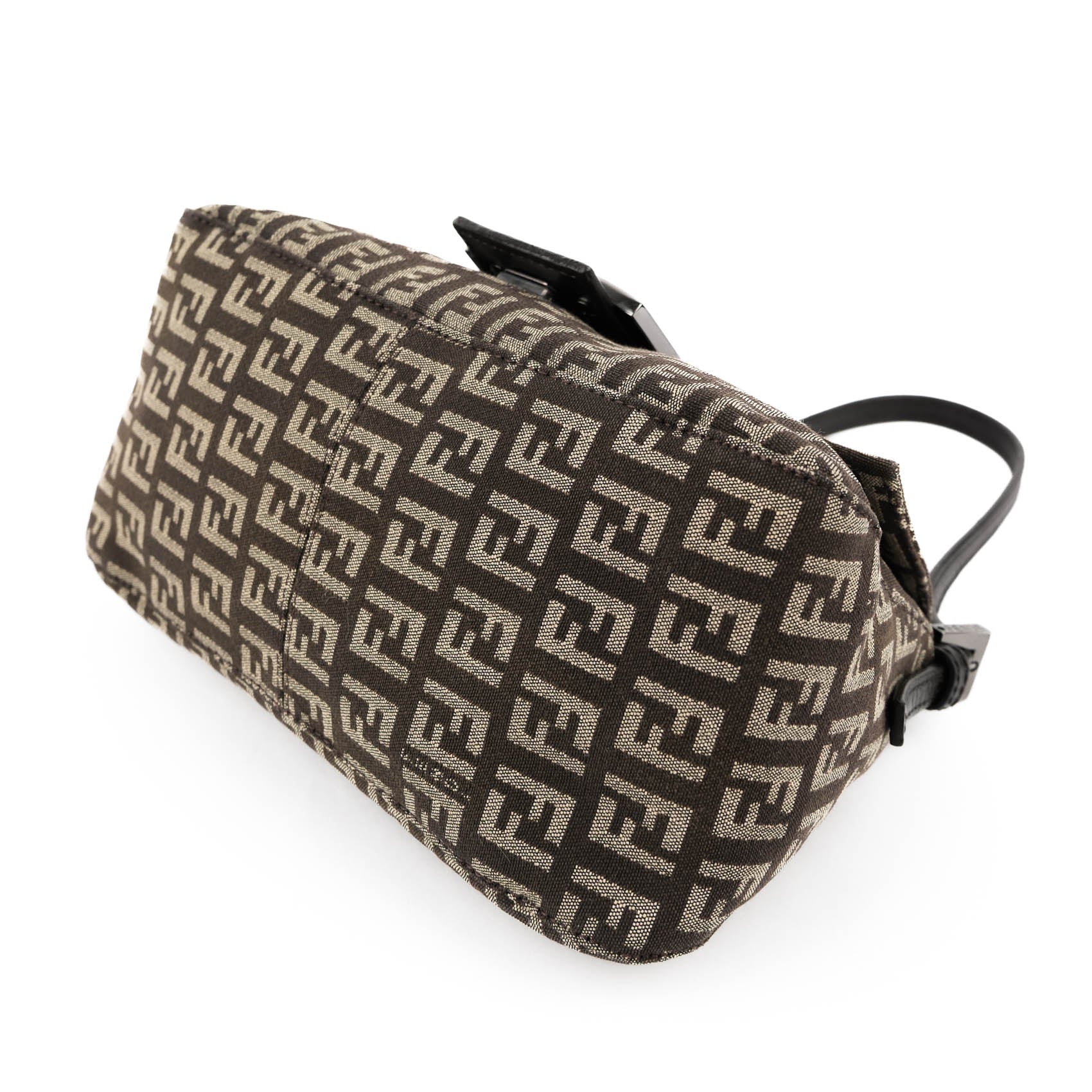 Fendi Zucchino Canvas Baguette Pouch - Discontinued Dark Gunmetal Edition