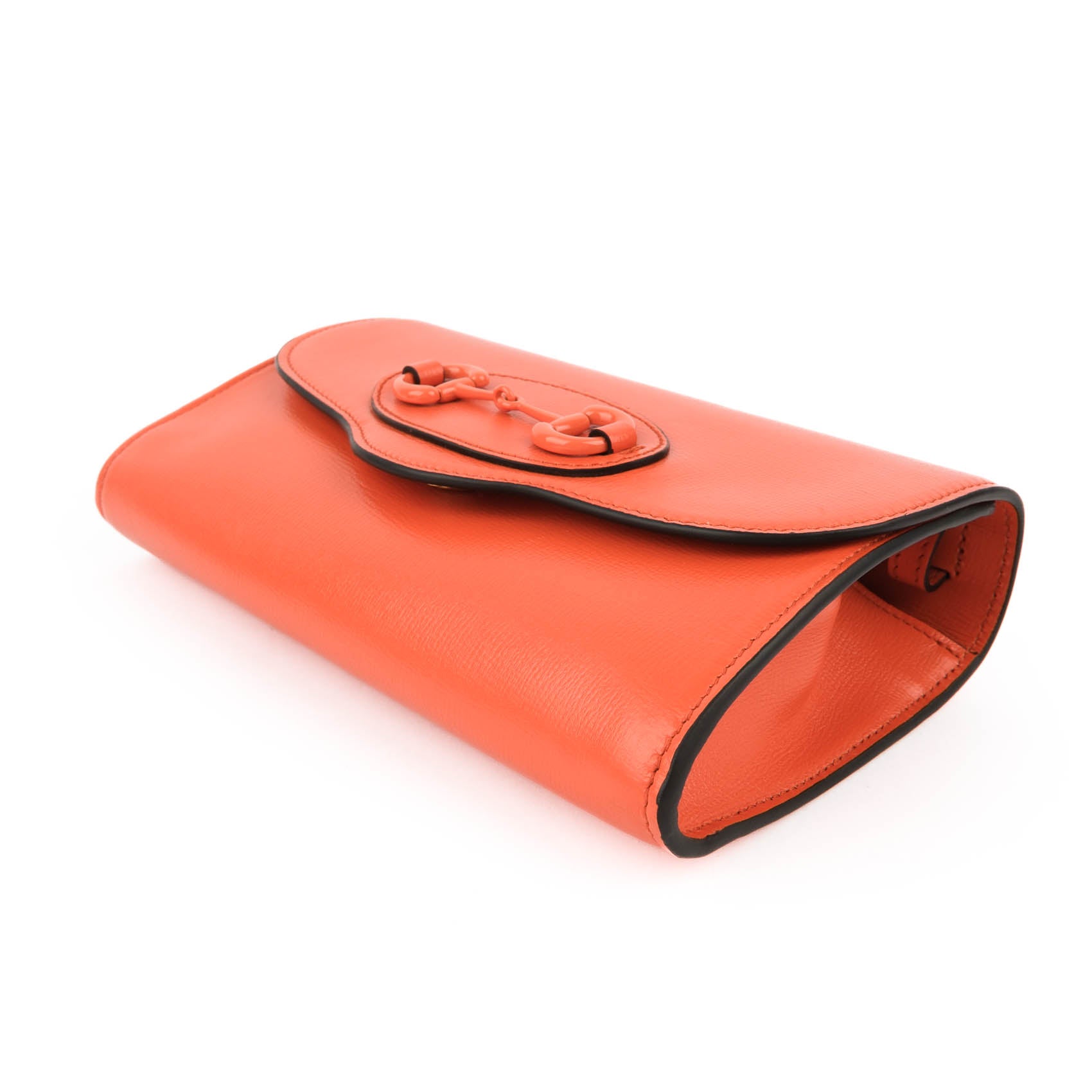 GUCCI Horsebit Mini Shoulder Bag Orange Leather Monochrome 2-Way