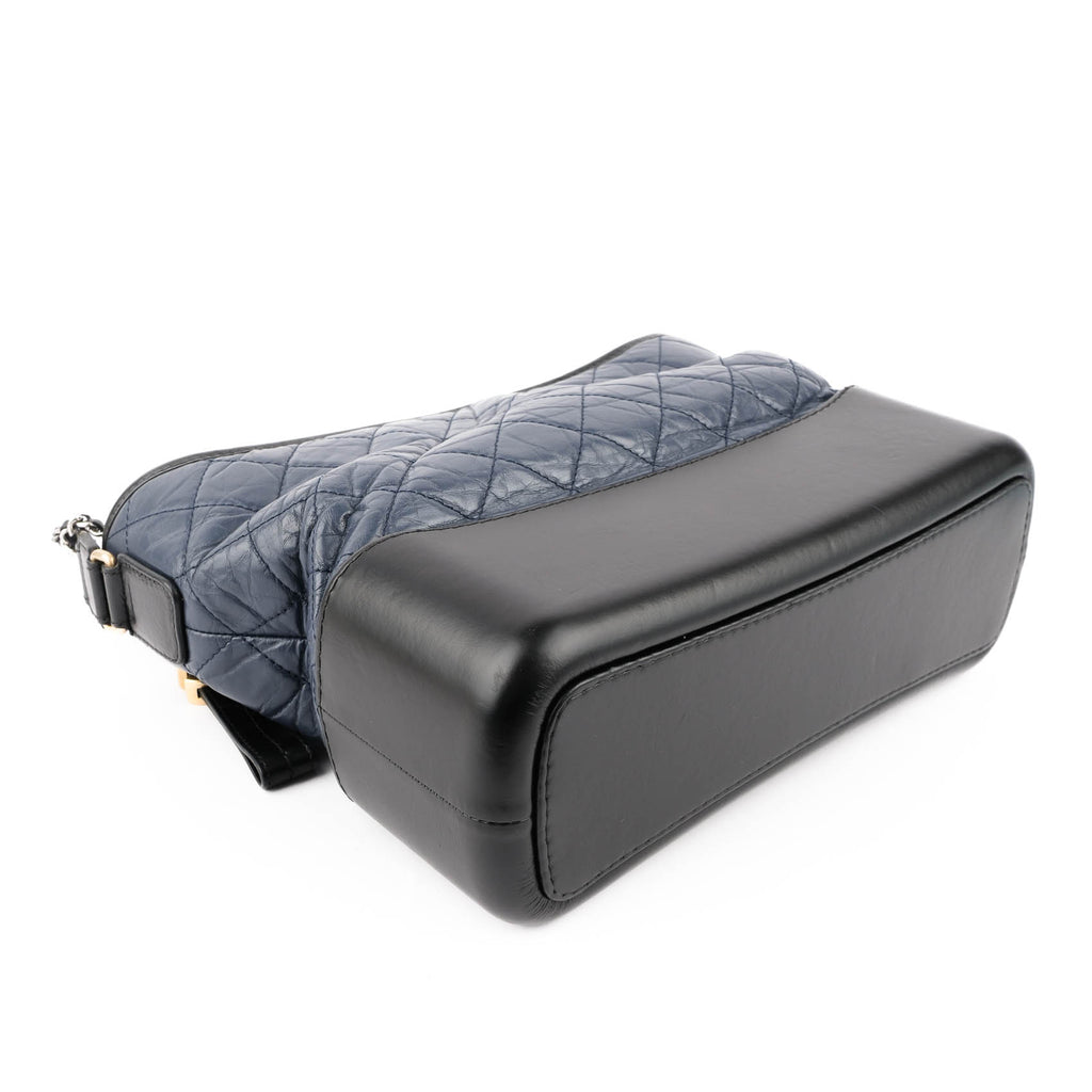 Chanel Gabrielle Medium Hobo Bag Navy Blue & Black Aged Calfskin AS1521