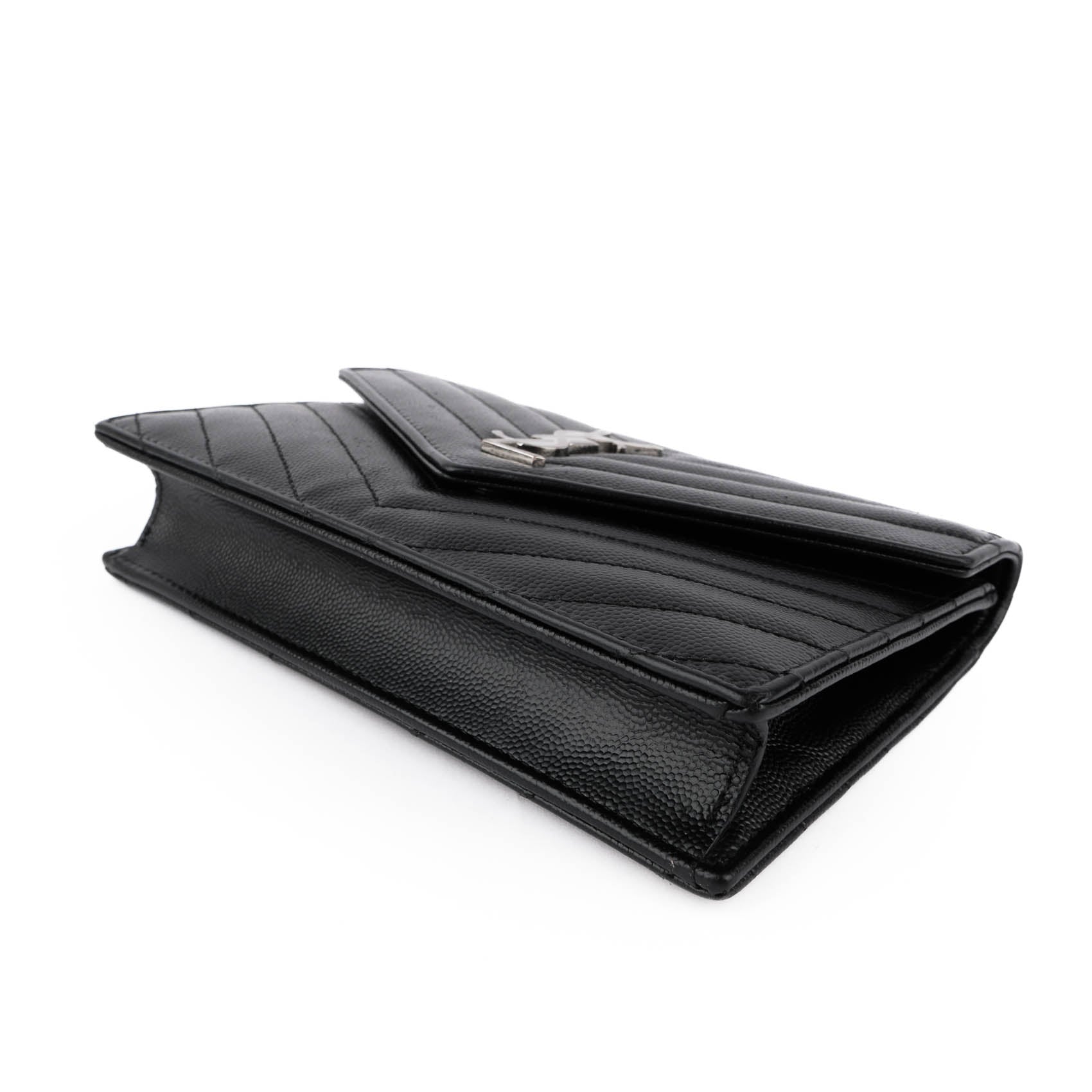 Yves Saint Laurent Vintage Cassandra Monogram Shoulder Bag - Black Leather Silver Logo