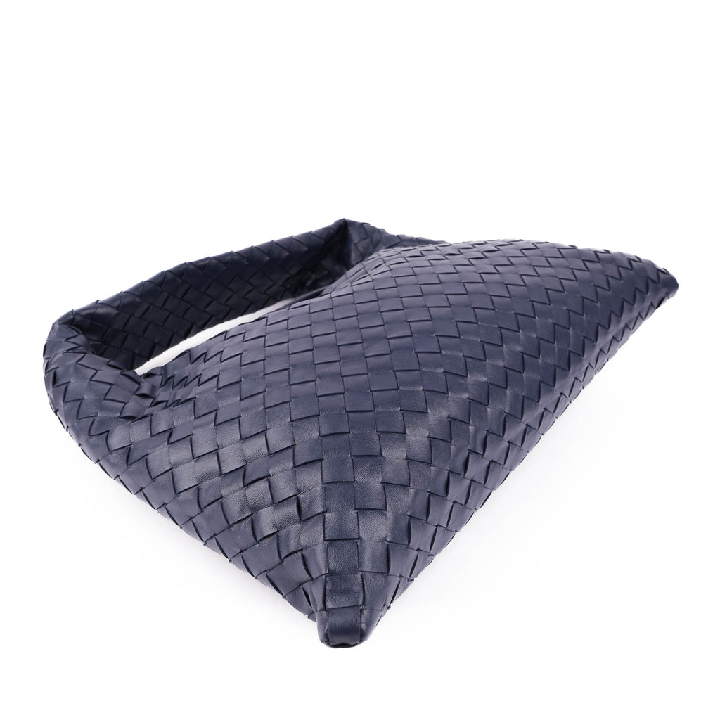 Bottega Veneta Medium Hop Intrecciato Leather Hobo Bag - Navy