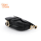 Dior Small Saddle Bag Black Smooth Calfskin Shoulder Bag Antique Gold Hardware
