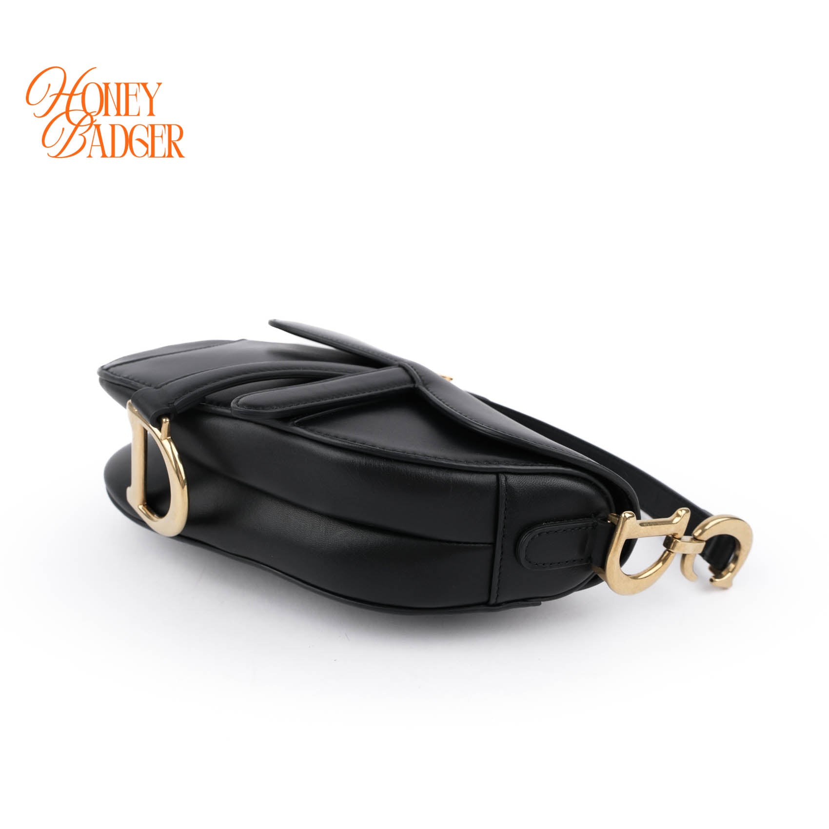 Dior Small Saddle Bag Black Smooth Calfskin Shoulder Bag Antique Gold Hardware