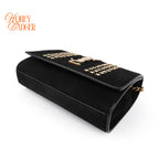 Saint Laurent Suede Star Studded Small Kate Chain Bag - Black