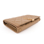 Saint Laurent Paris Becky Leather Chain Wallet in Beige